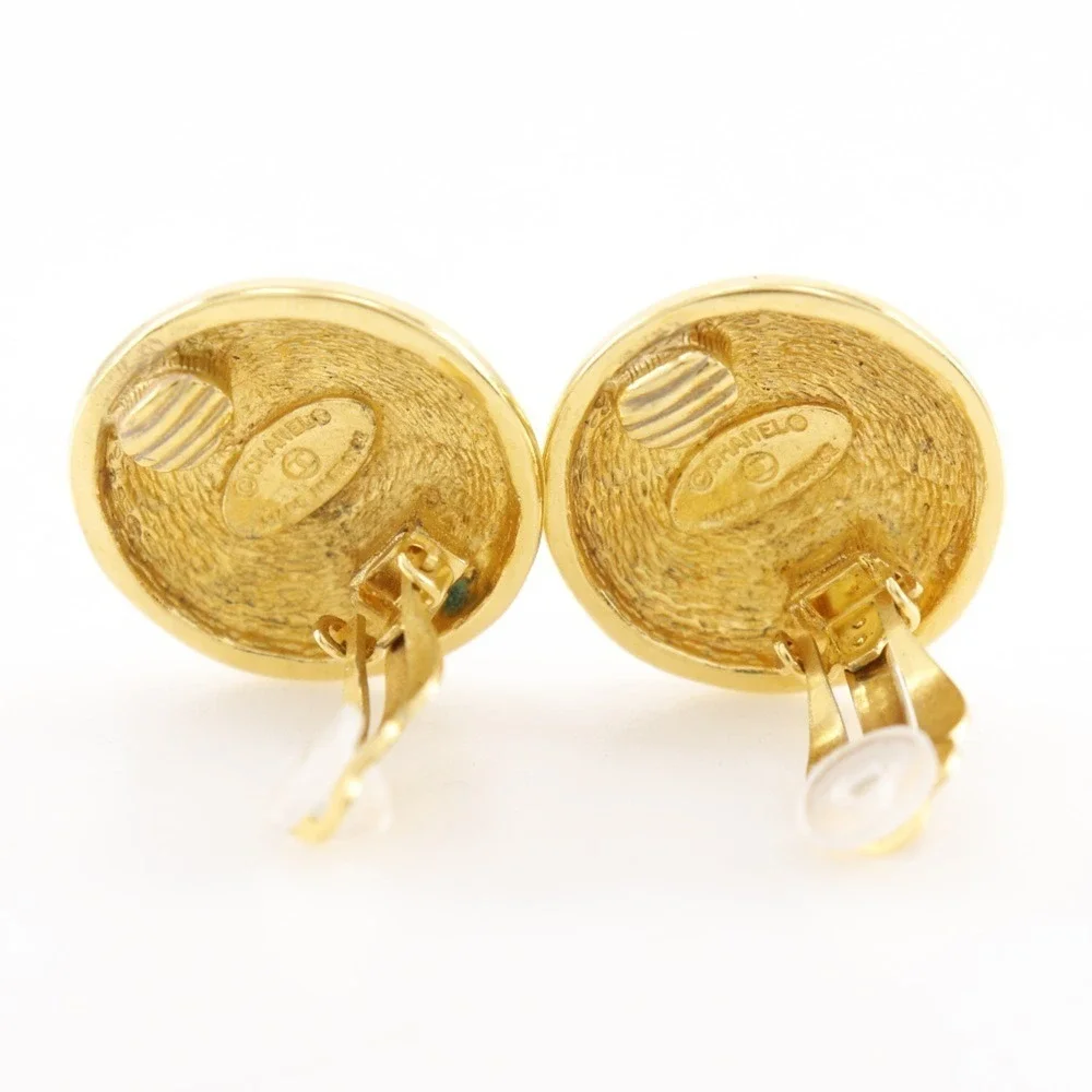 CHANEL Vintage Gold Logo Earrings